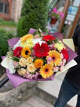 Букет цветов из:  Герберы, Ромашки, Хризантемы, Розы и Подсолнухи #REPLACE_PRED# Заволжске