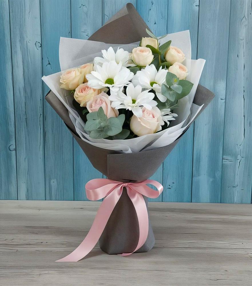 Букет цветов из: Хризантемы и Розы в Заволжске