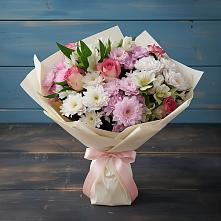 Букет цветов из:  Хризантемы, Альстромерии и Розы в Заволжске