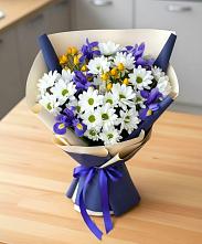 Букет цветов из:  Розы, Ирисы и Хризантемы в Заволжске