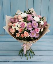 Букет цветов из:  Хризантемы, Розы и Альстромерии в Заволжске