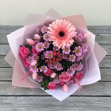 Букет цветов из:  Розы, Герберы и Хризантемы в Заволжске