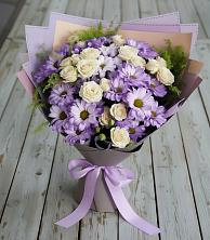 Букет цветов из:  Хризантемы и Розы в Заволжске